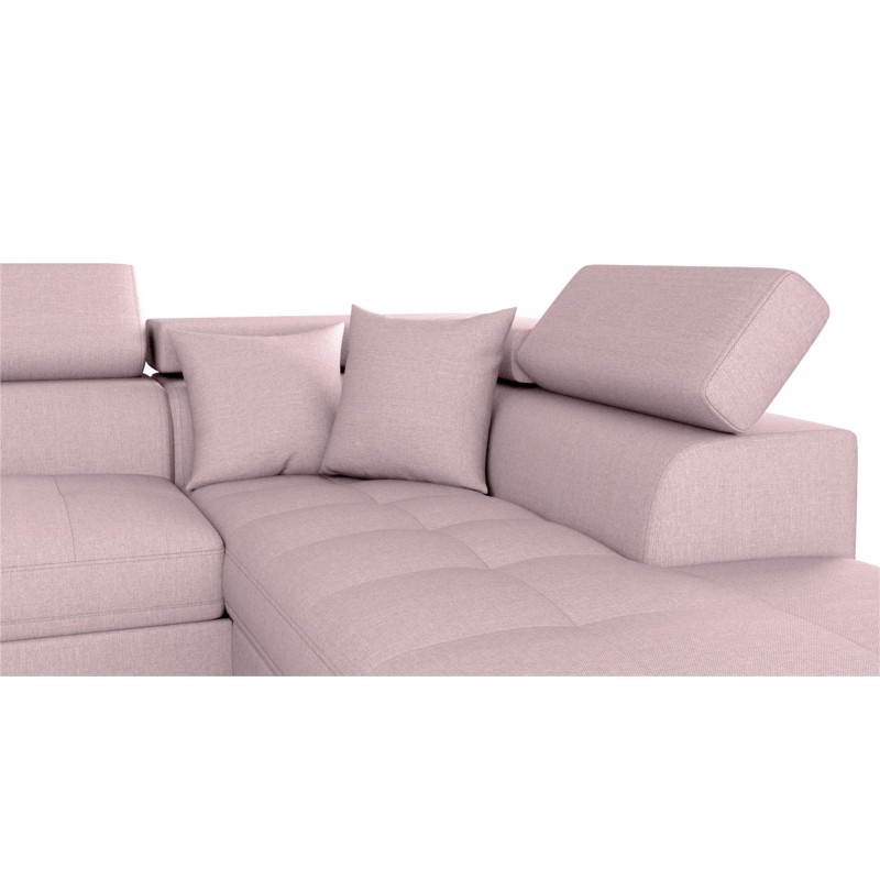 Convertible corner sofa 5 places fabric Right Angle RIO (Old pink) - image 56466