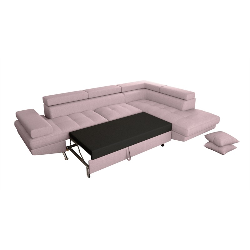 Convertible corner sofa 5 places fabric Right Angle RIO (Old pink) - image 56474