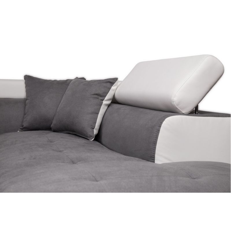 Convertible corner sofa 5 places microfiber and imitation Left Angle RIO (Grey, white) - image 56488