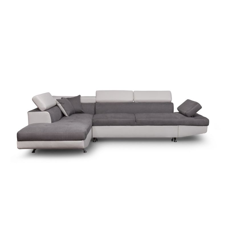 Convertible corner sofa 5 places microfiber and imitation Left Angle RIO (Grey, white) - image 56491