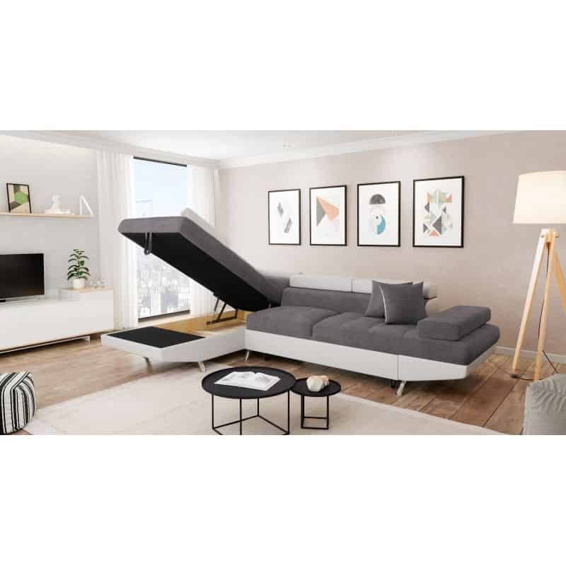 Convertible corner sofa 5 places microfiber and imitation Left Angle RIO (Grey, white) - image 56492