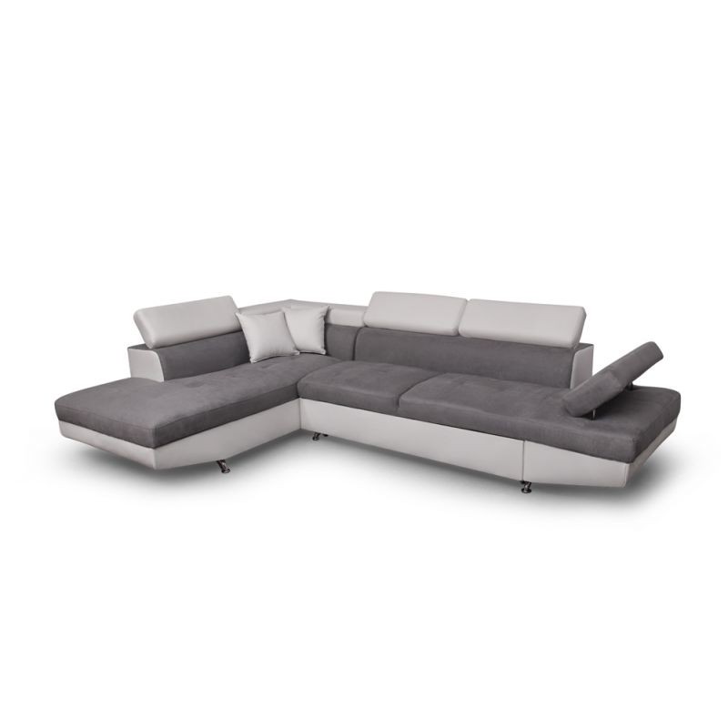 Convertible corner sofa 5 places microfiber and imitation Left Angle RIO (Grey, white) - image 56496