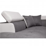 Convertible corner sofa 5 places microfiber and imitation Right Angle RIO (Grey, white)