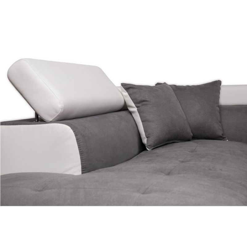 Convertible corner sofa 5 places microfiber and imitation Right Angle RIO (Grey, white) - image 56497