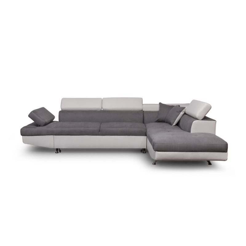 Convertible corner sofa 5 places microfiber and imitation Right Angle RIO (Grey, white) - image 56502