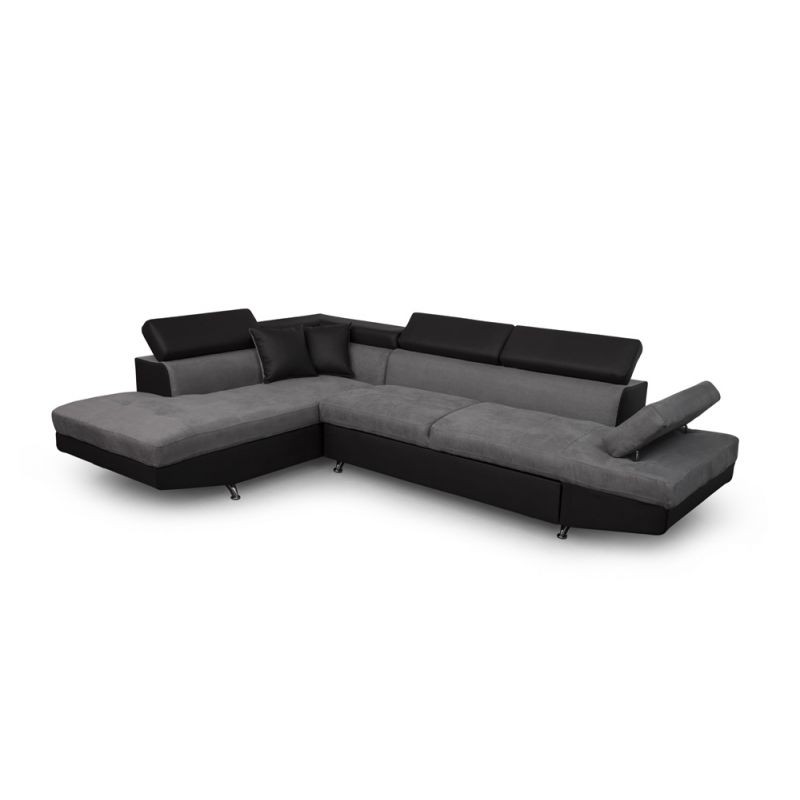 Convertible corner sofa 5 places microfiber and imitation Left Angle RIO (Grey, black) - image 56511