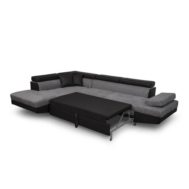 Convertible corner sofa 5 places microfiber and imitation Left Angle RIO (Grey, black) - image 56514