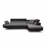 Convertible corner sofa 5 places microfiber and imitation Right Angle RIO (Grey, black)
