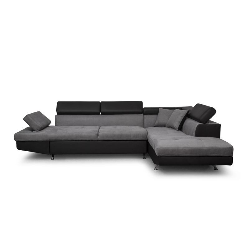Convertible corner sofa 5 places microfiber and imitation Right Angle RIO (Grey, black) - image 56519