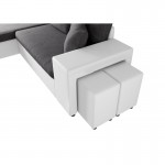 Canapé d'angle convertible microfibre et simili Niche à Droite BENTO (Gris, blanc)