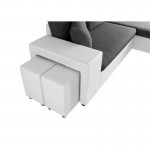 Canapé d'angle convertible microfibre et simili Niche à Gauche BENTO (Gris, blanc)