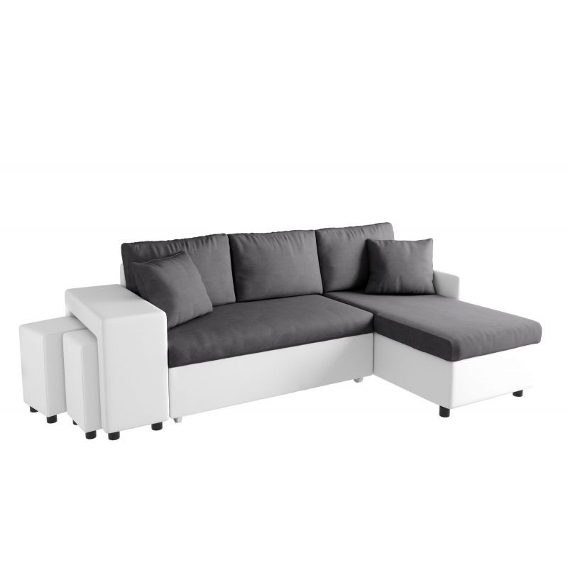 Corner sofa convertible microfiber and imitation Niche on the Left BENTO (Grey, white) - image 56548