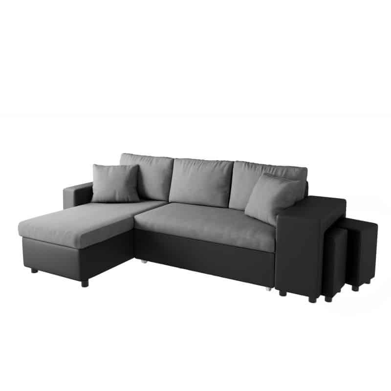 Corner sofa convertible microfiber and imitation Niche right BENTO (Grey, black) - image 56555