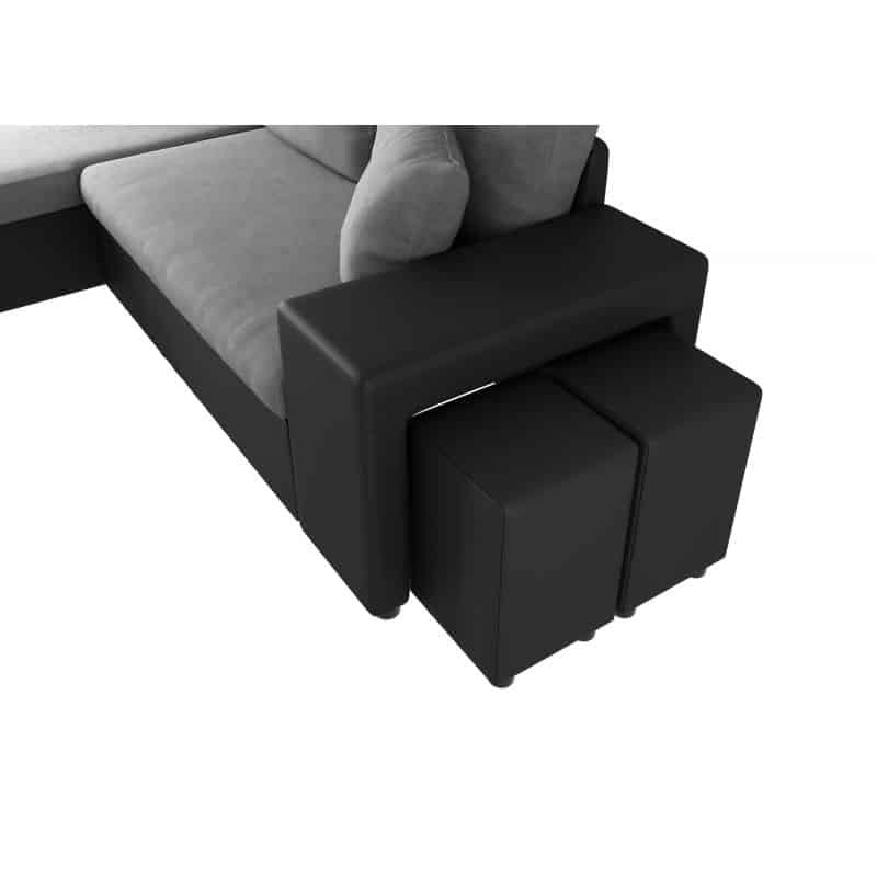 Sofá esquinero convertible de microfibra e imitación Nicho derecho BENTO (Gris, negro) - image 56557