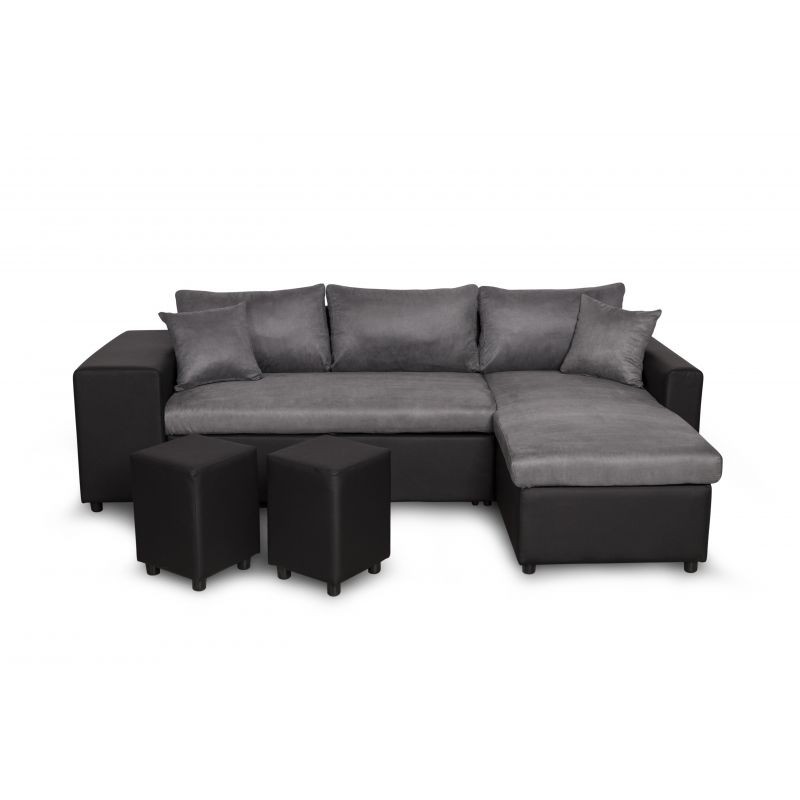 Corner sofa convertible microfiber and imitation Niche on the Left BENTO (Grey, Black) - image 56571