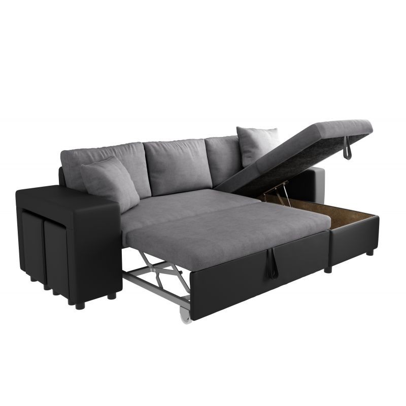 Corner sofa convertible microfiber and imitation Niche on the Left BENTO (Grey, Black) - image 56574