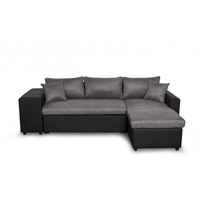 Corner sofa convertible microfiber and imitation Niche on the Left BENTO (Grey, Black) - image 56575