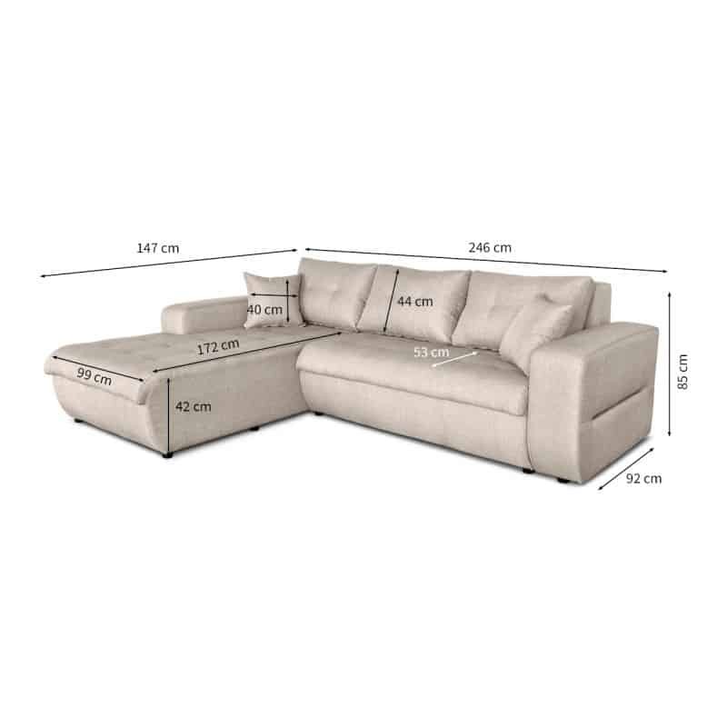 Convertible corner sofa 4 places fabric Left Corner BOND (Beige) - image 56607