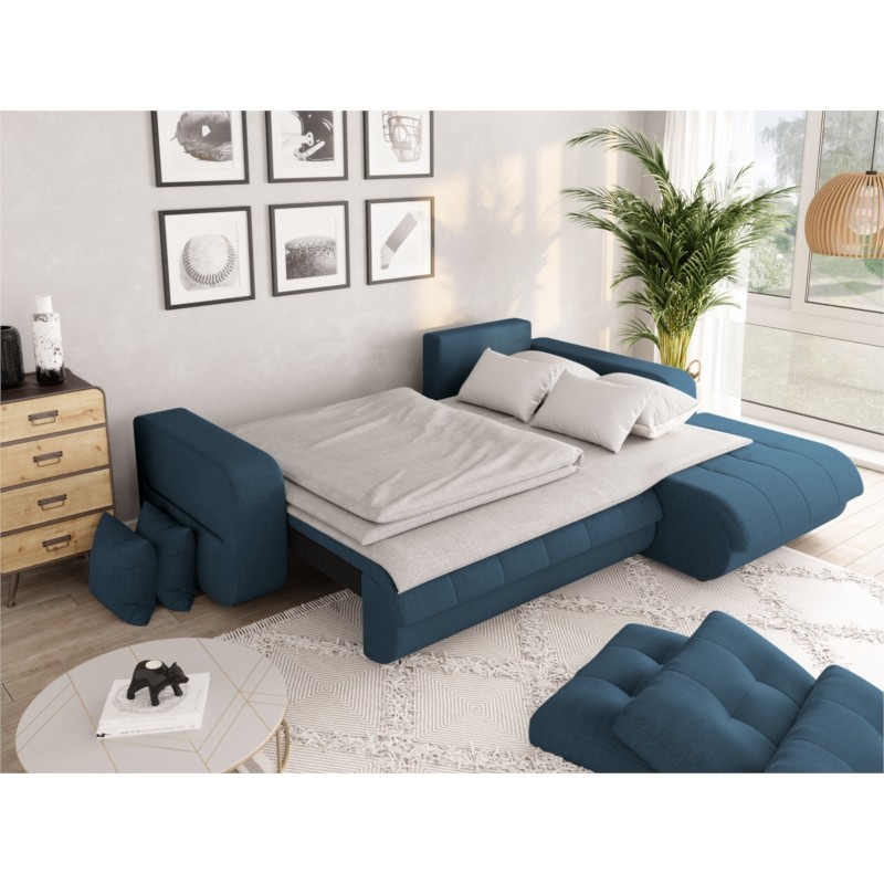 Convertible corner sofa 4 places fabric Right Angle BOND (Petrol blue) - image 56615
