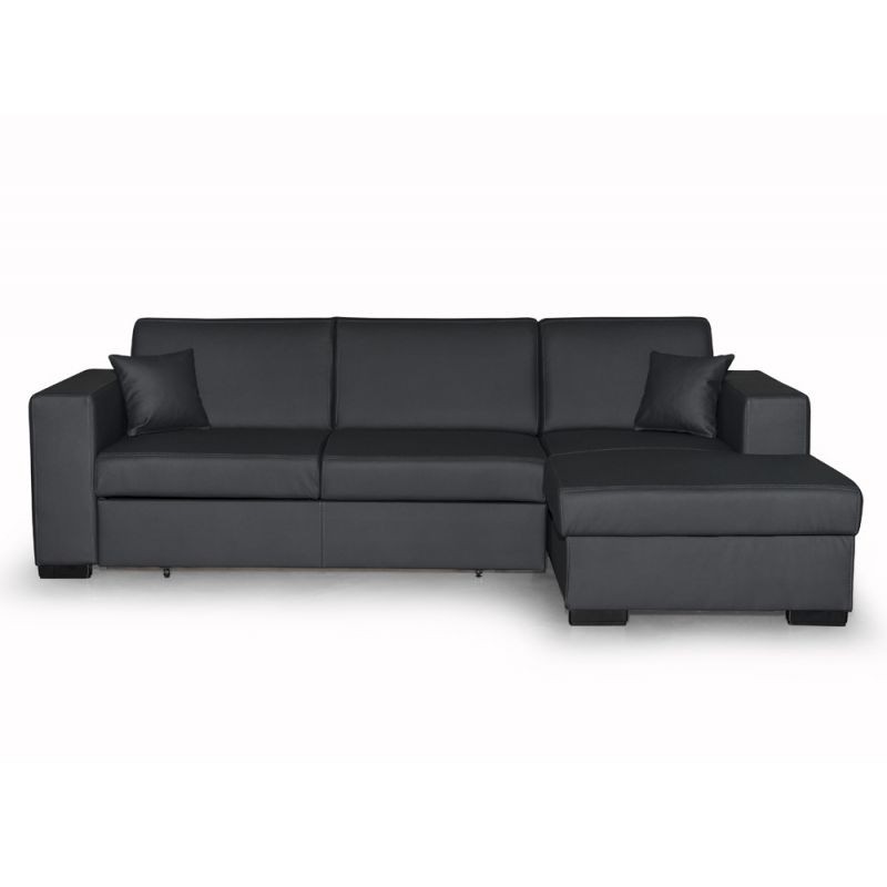 Convertible corner sofa 4 places imitation Right Angle CARIBI (Grey) - image 56654