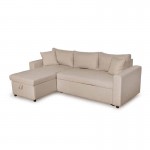 Convertible corner sofa 3 places fabric AMARO (Beige)
