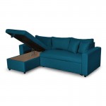 Convertible corner sofa 3 places fabric AMARO (Petrol blue)