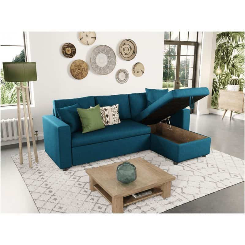 Convertible corner sofa 3 places fabric AMARO (Petrol blue) - image 56686