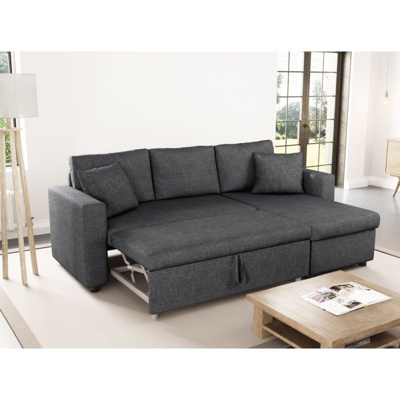 3 seater convertible corner sofa AMARO fabric (Dark grey) - image 56696