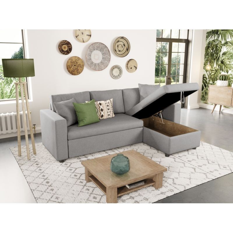 Convertible corner sofa 3 places fabric AMARO (Light grey) - image 56698