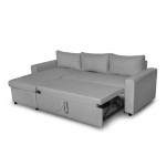 Convertible corner sofa 3 places fabric AMARO (Light grey)