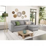 Convertible corner sofa 3 places fabric AMARO (Light grey)