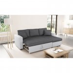 3-seater convertible corner sofa imitation and microfiber AMARO (Grey, white)