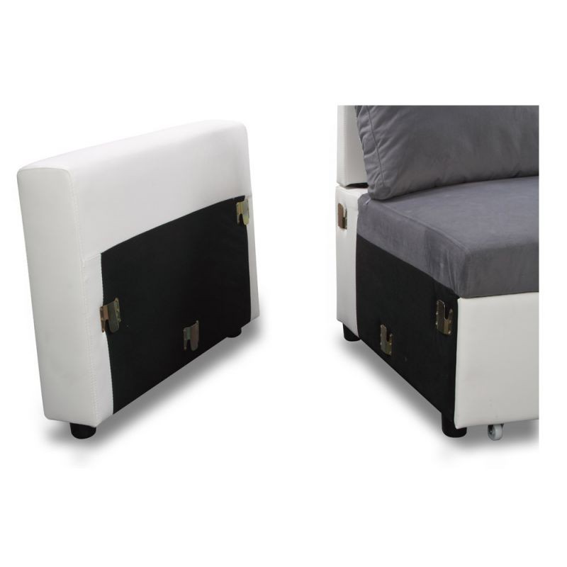 3-seater convertible corner sofa imitation and microfiber AMARO (Grey, white) - image 56724