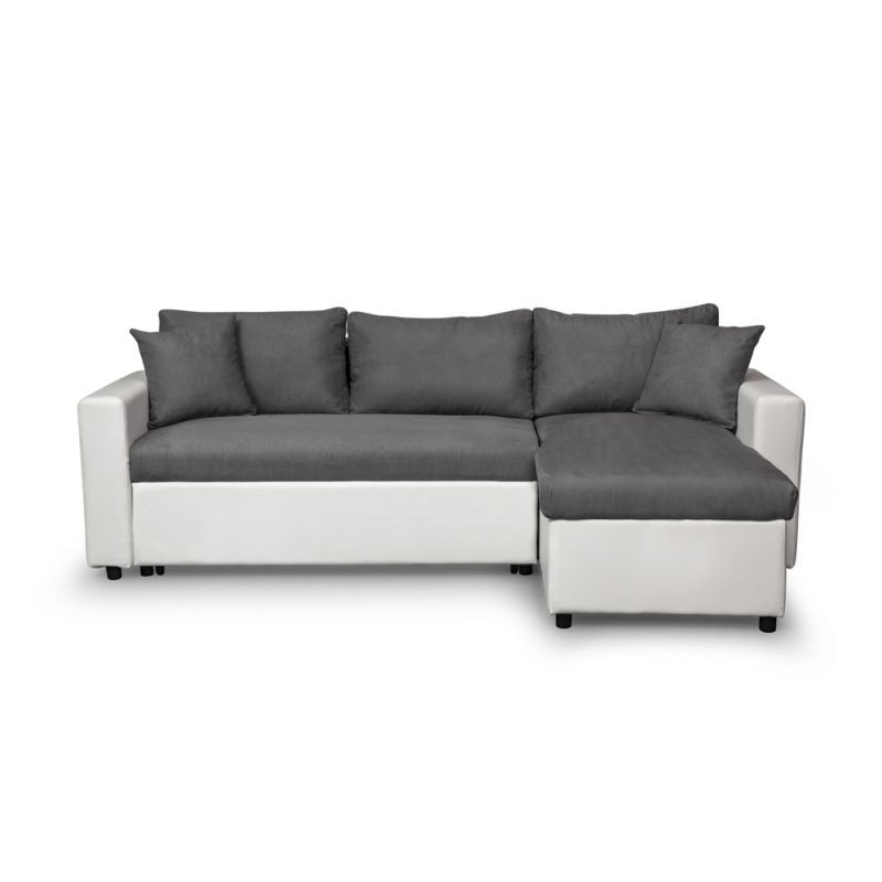 3-seater convertible corner sofa imitation and microfiber AMARO (Grey, white) - image 56726