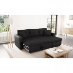 Convertible corner sofa 3 places imitation and microfiber AMARO (Black)