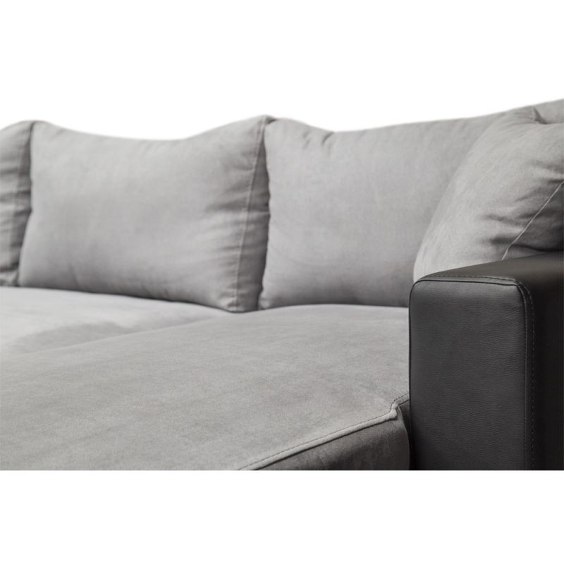 Convertible corner sofa 3 places imitation and microfiber AMARO (Grey, black) - image 56740