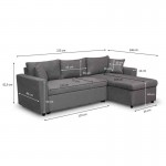 Corner sofa 3 places convertible microfiber AMARO (Grey)