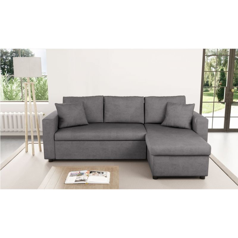 Corner sofa 3 places convertible microfiber AMARO (Grey) - image 56752