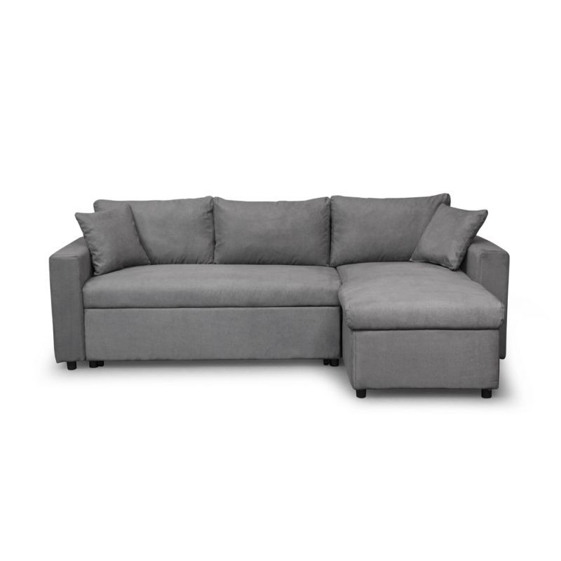 Corner sofa 3 places convertible microfiber AMARO (Grey) - image 56760