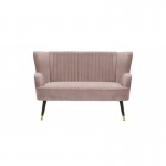 Bench 2 seats velvet and black feet brass CELIO (Pink)