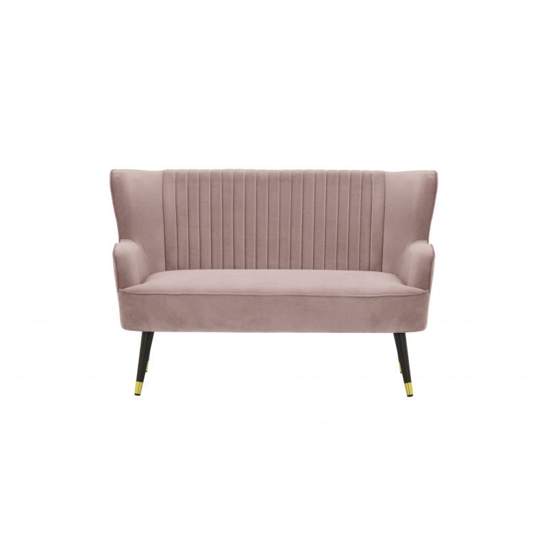 Bench 2 seats velvet and black feet brass CELIO (Pink) - image 56762