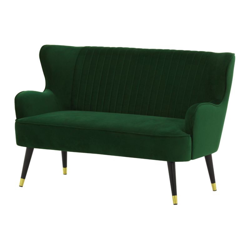 Bench 2 seats velvet and feet black brass CELIO (Green) - image 56774