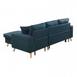 Scandinavian corner sofa convertible 4 places fabric CHOVIN (Petrol blue)