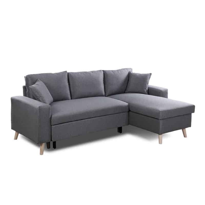Scandinavian corner sofa convertible 4 places fabric CHOVIN (Dark grey) - image 56818