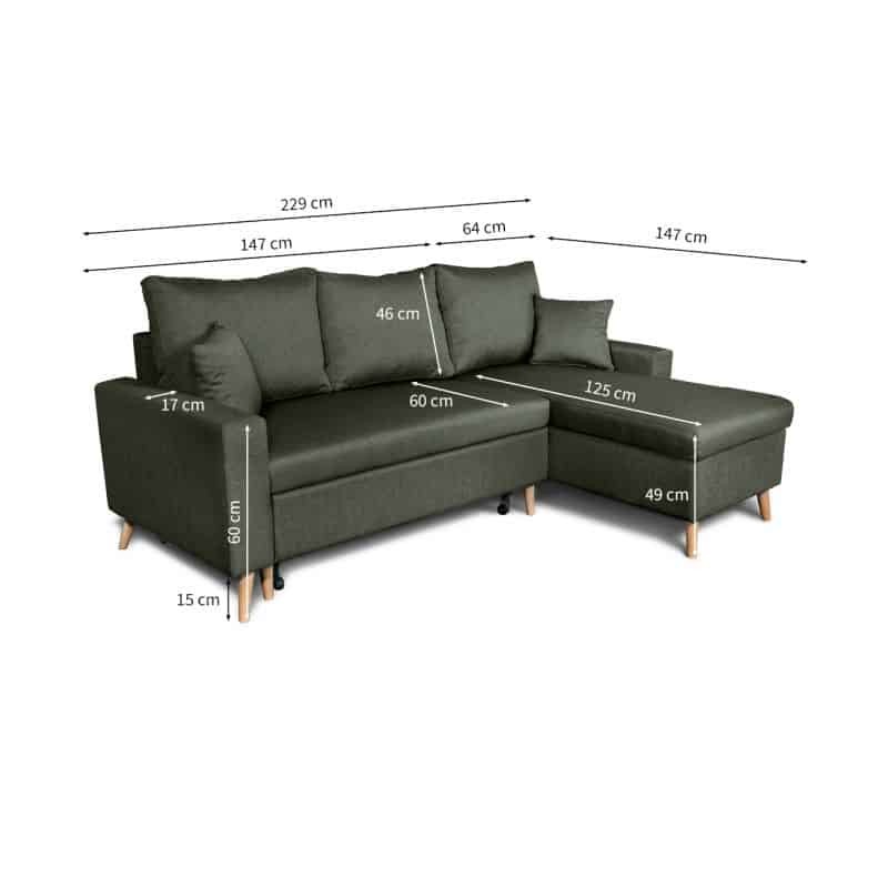 Scandinavian corner sofa convertible 4 places fabric CHOVIN (Dark green) - image 56822