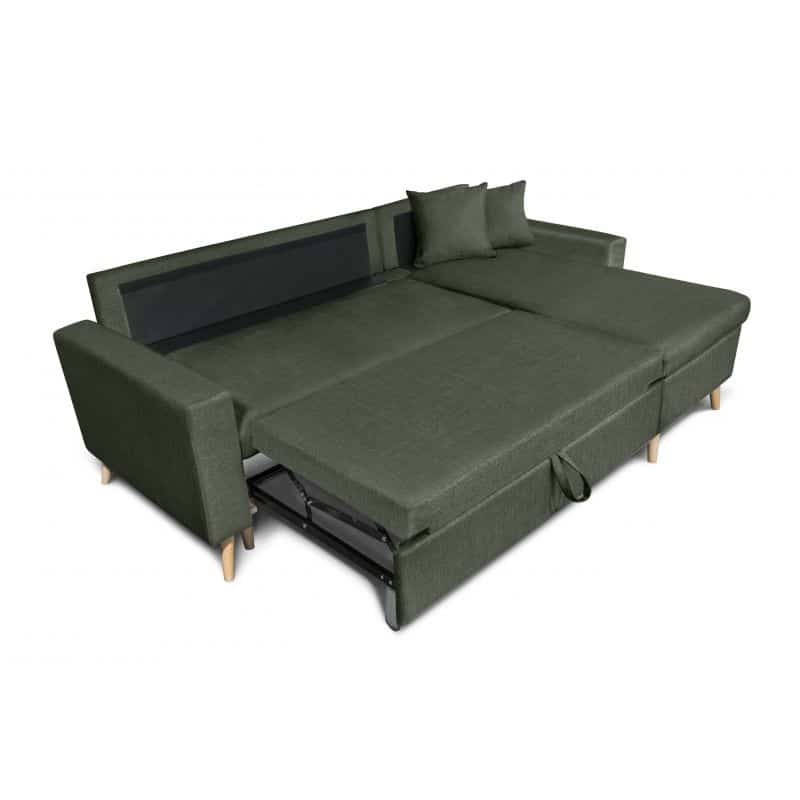 Scandinavian corner sofa convertible 4 places fabric CHOVIN (Dark green) - image 56825