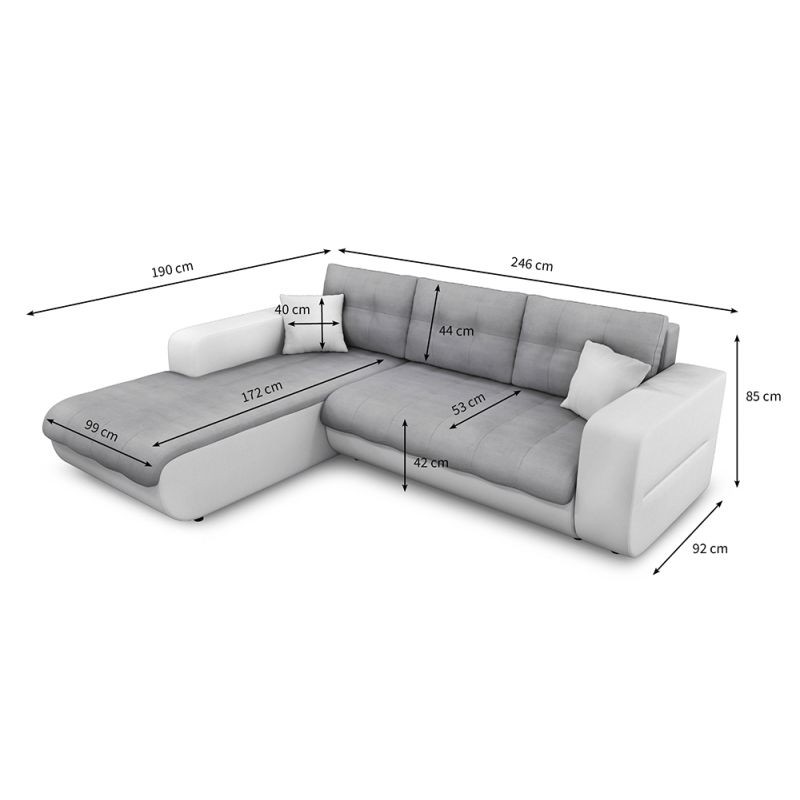 Convertible corner sofa 4 places imitation and microfiber Left Corner BOND (Grey, white) - image 56861