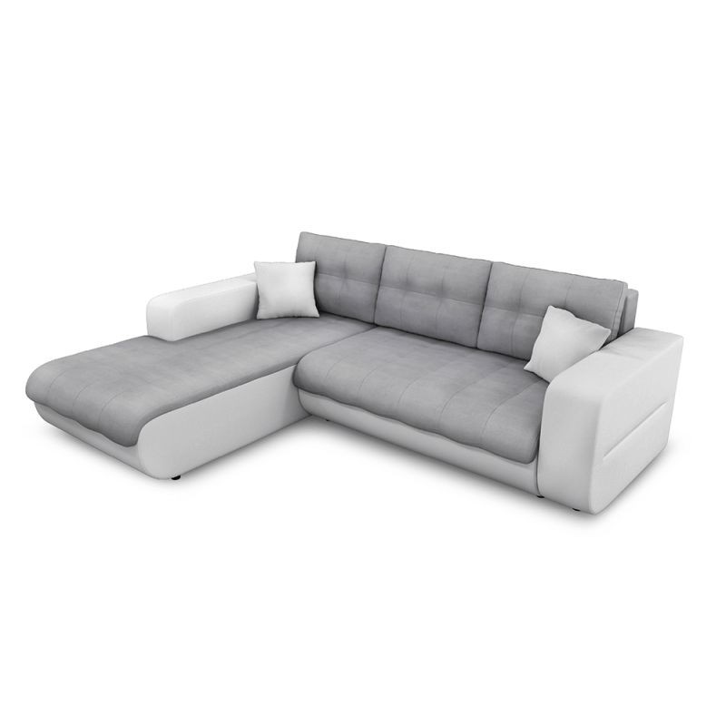 Convertible corner sofa 4 places imitation and microfiber Left Corner BOND (Grey, white) - image 56865