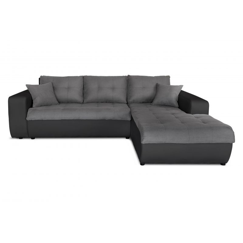 Convertible corner sofa 4 places imitation and microfiber Right Angle BOND (Grey, black) - image 56869
