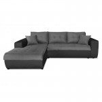 Convertible corner sofa 4 places imitation and microfiber Left Corner BOND (Grey, black)